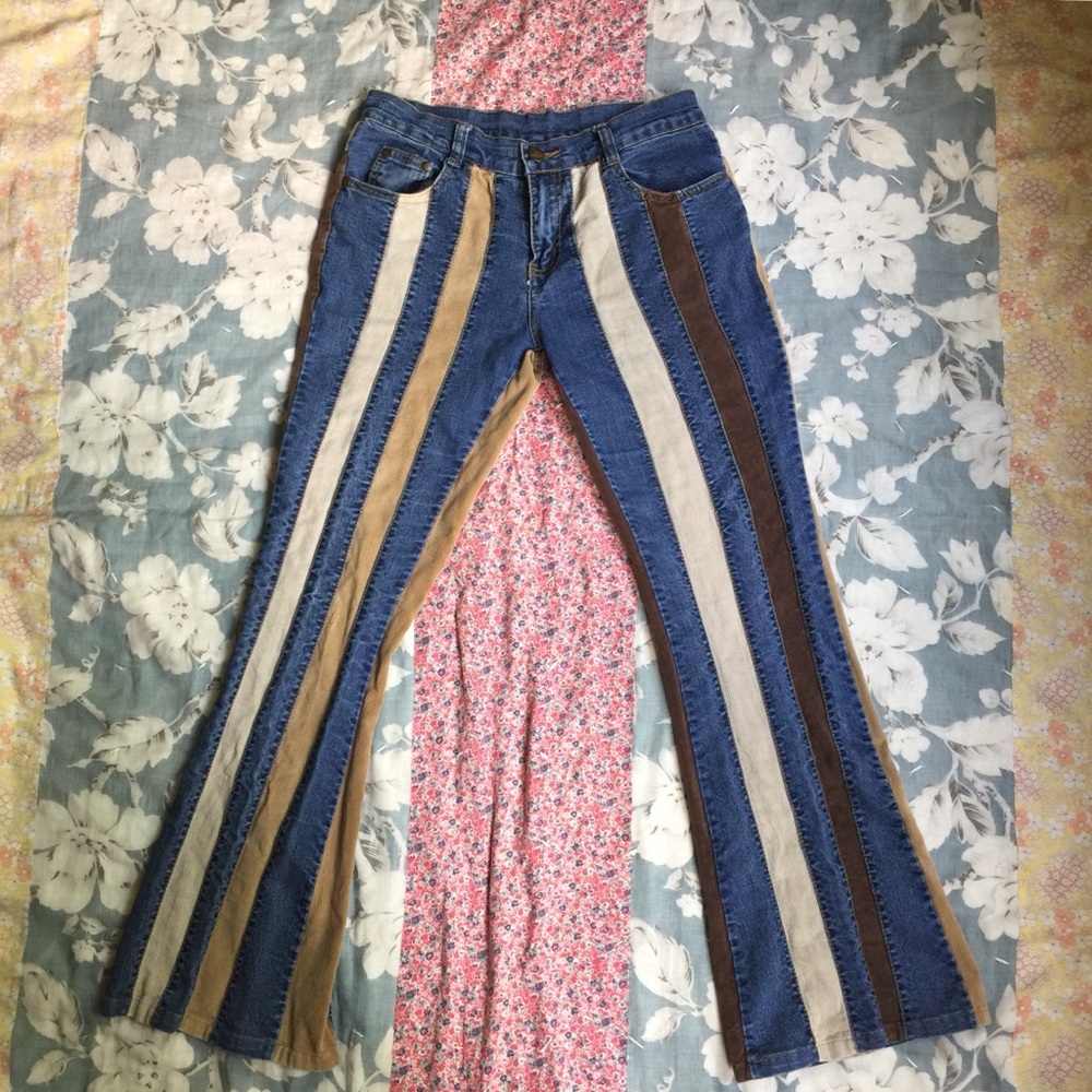 SOLDRetro Corduroy Stripe Flare Jeans